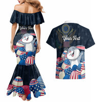 American Easter Day 2024 Couples Matching Mermaid Dress and Hawaiian Shirt Bunny With US Easter Eggs - Wonder Print Shop