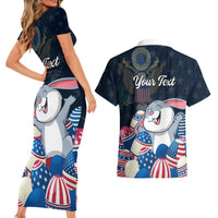 American Easter Day 2024 Couples Matching Short Sleeve Bodycon Dress and Hawaiian Shirt Bunny With US Easter Eggs - Wonder Print Shop