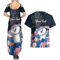 American Easter Day 2024 Couples Matching Summer Maxi Dress and Hawaiian Shirt Bunny With US Easter Eggs - Wonder Print Shop