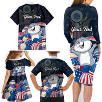 American Easter Day 2024 Family Matching Long Sleeve Bodycon Dress and Hawaiian Shirt Bunny With US Easter Eggs - Wonder Print Shop