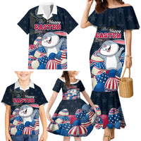 American Easter Day 2024 Family Matching Mermaid Dress and Hawaiian Shirt Bunny With US Easter Eggs - Wonder Print Shop