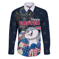 American Easter Day 2024 Family Matching Off Shoulder Short Dress and Hawaiian Shirt Bunny With US Easter Eggs - Wonder Print Shop