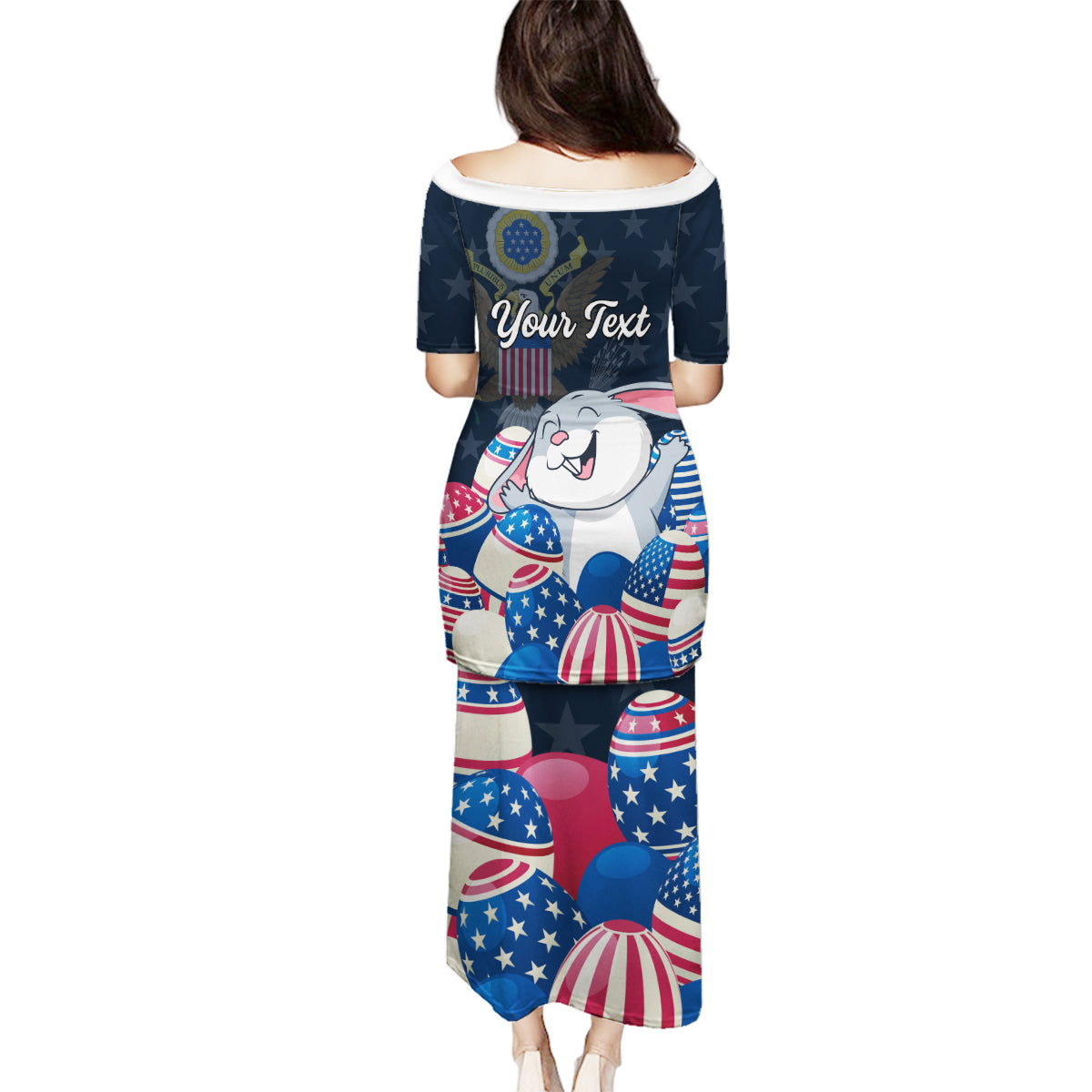 American Easter Day 2024 Family Matching Puletasi and Hawaiian Shirt Bunny With US Easter Eggs - Wonder Print Shop