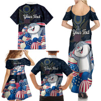 American Easter Day 2024 Family Matching Summer Maxi Dress and Hawaiian Shirt Bunny With US Easter Eggs - Wonder Print Shop