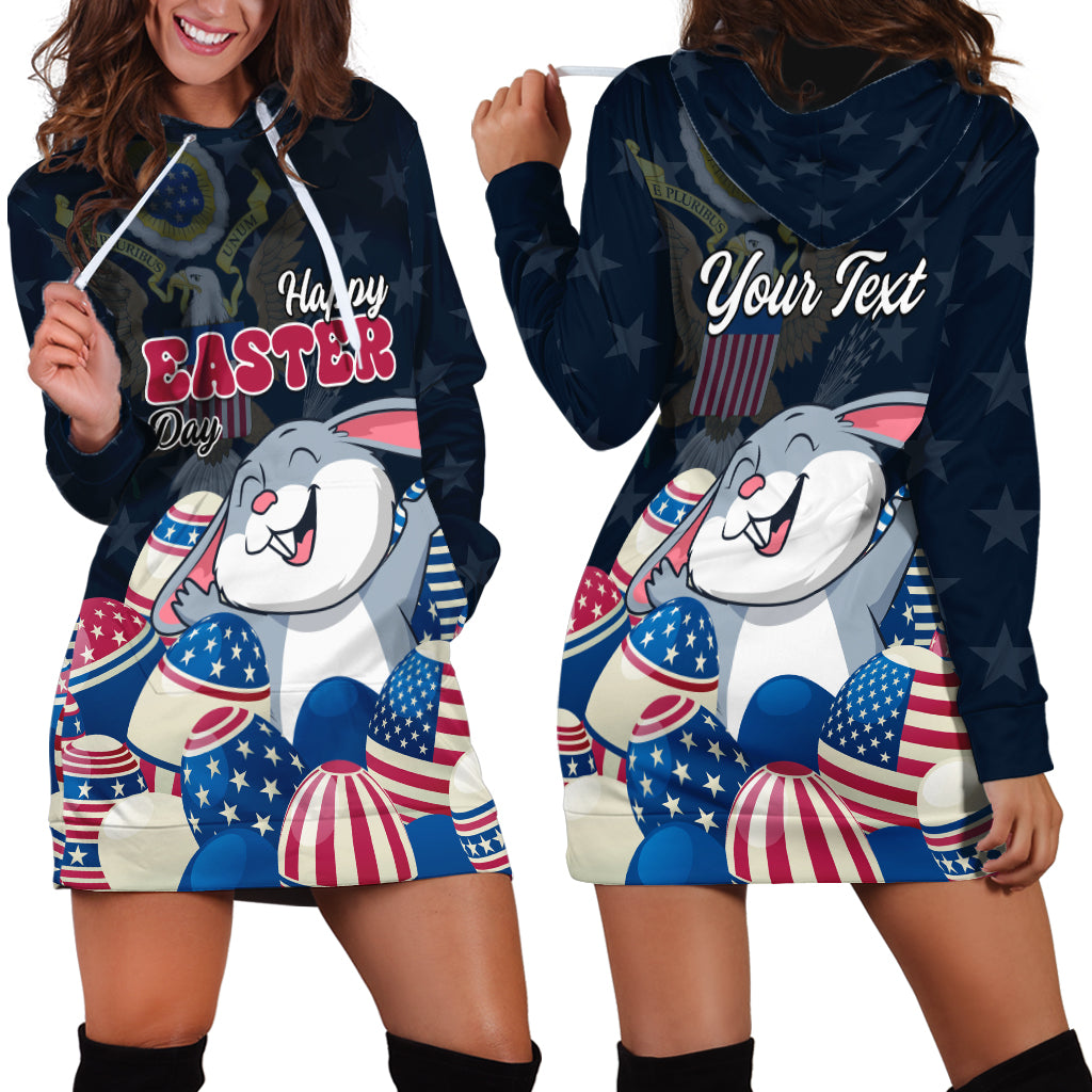 American Easter Day 2024 Hoodie Dress Bunny With US Easter Eggs - Wonder Print Shop