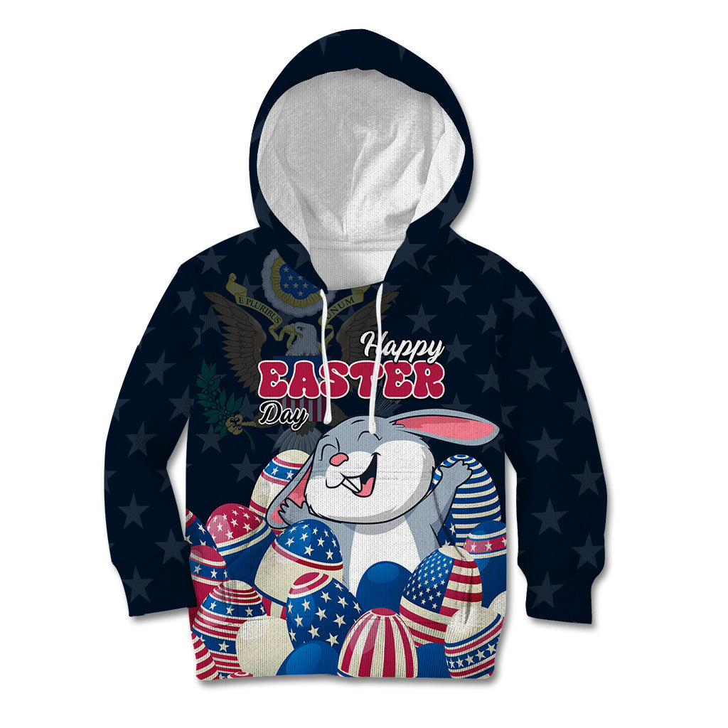 American Easter Day 2024 Kid Hoodie Bunny With US Easter Eggs - Wonder Print Shop
