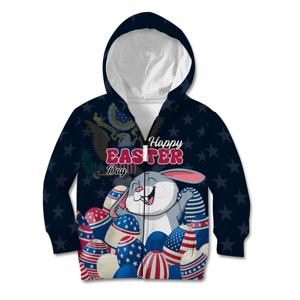 American Easter Day 2024 Kid Hoodie Bunny With US Easter Eggs - Wonder Print Shop