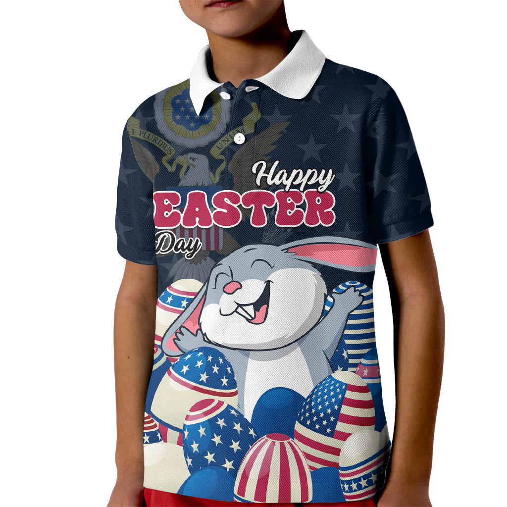 American Easter Day 2024 Kid Polo Shirt Bunny With US Easter Eggs - Wonder Print Shop