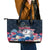 American Easter Day 2024 Leather Tote Bag Bunny With US Easter Eggs - Wonder Print Shop