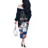 American Easter Day 2024 Off The Shoulder Long Sleeve Dress Bunny With US Easter Eggs - Wonder Print Shop