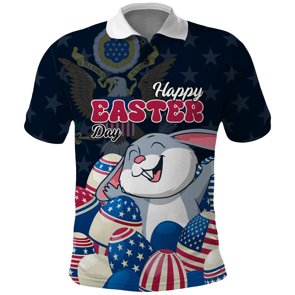 American Easter Day 2024 Polo Shirt Bunny With US Easter Eggs - Wonder Print Shop