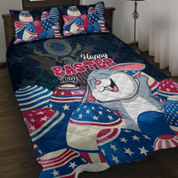 American Easter Day 2024 Quilt Bed Set Bunny With US Easter Eggs - Wonder Print Shop