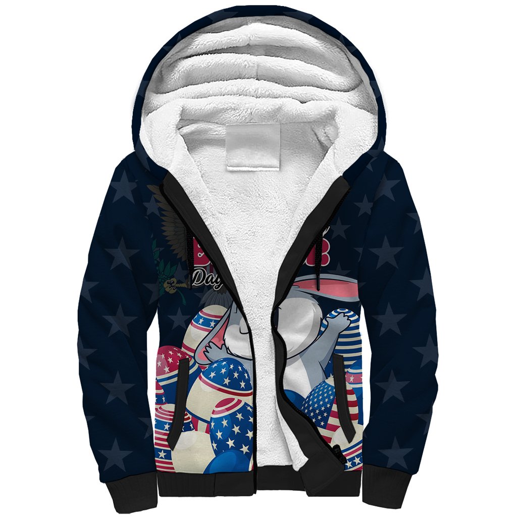 American Easter Day 2024 Sherpa Hoodie Bunny With US Easter Eggs - Wonder Print Shop