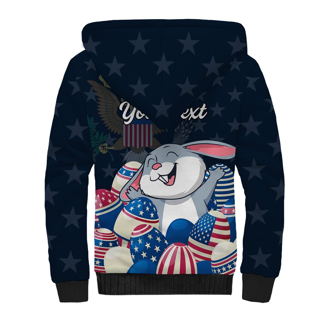 American Easter Day 2024 Sherpa Hoodie Bunny With US Easter Eggs - Wonder Print Shop