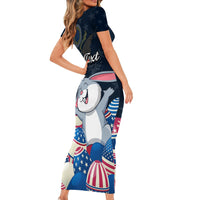 American Easter Day 2024 Short Sleeve Bodycon Dress Bunny With US Easter Eggs - Wonder Print Shop