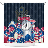 American Easter Day 2024 Shower Curtain Bunny With US Easter Eggs
