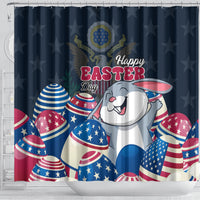American Easter Day 2024 Shower Curtain Bunny With US Easter Eggs