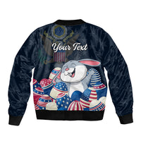 American Easter Day 2024 Sleeve Zip Bomber Jacket Bunny With US Easter Eggs - Wonder Print Shop
