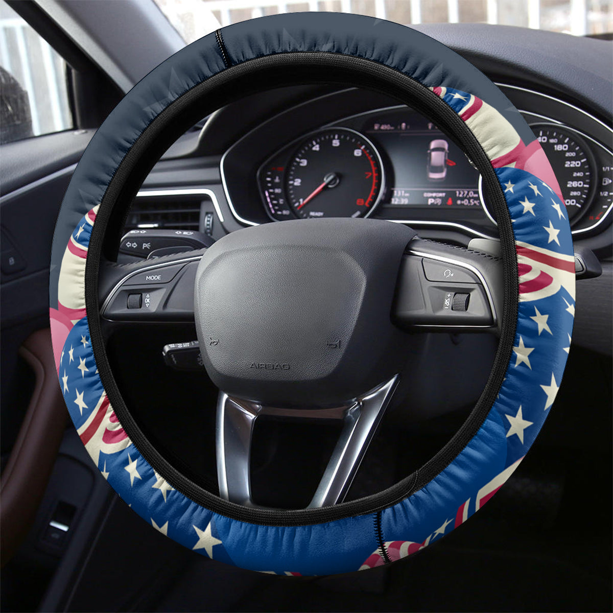American Easter Day 2024 Steering Wheel Cover Bunny With US Easter Eggs - Wonder Print Shop