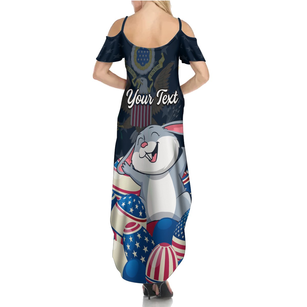 American Easter Day 2024 Summer Maxi Dress Bunny With US Easter Eggs - Wonder Print Shop