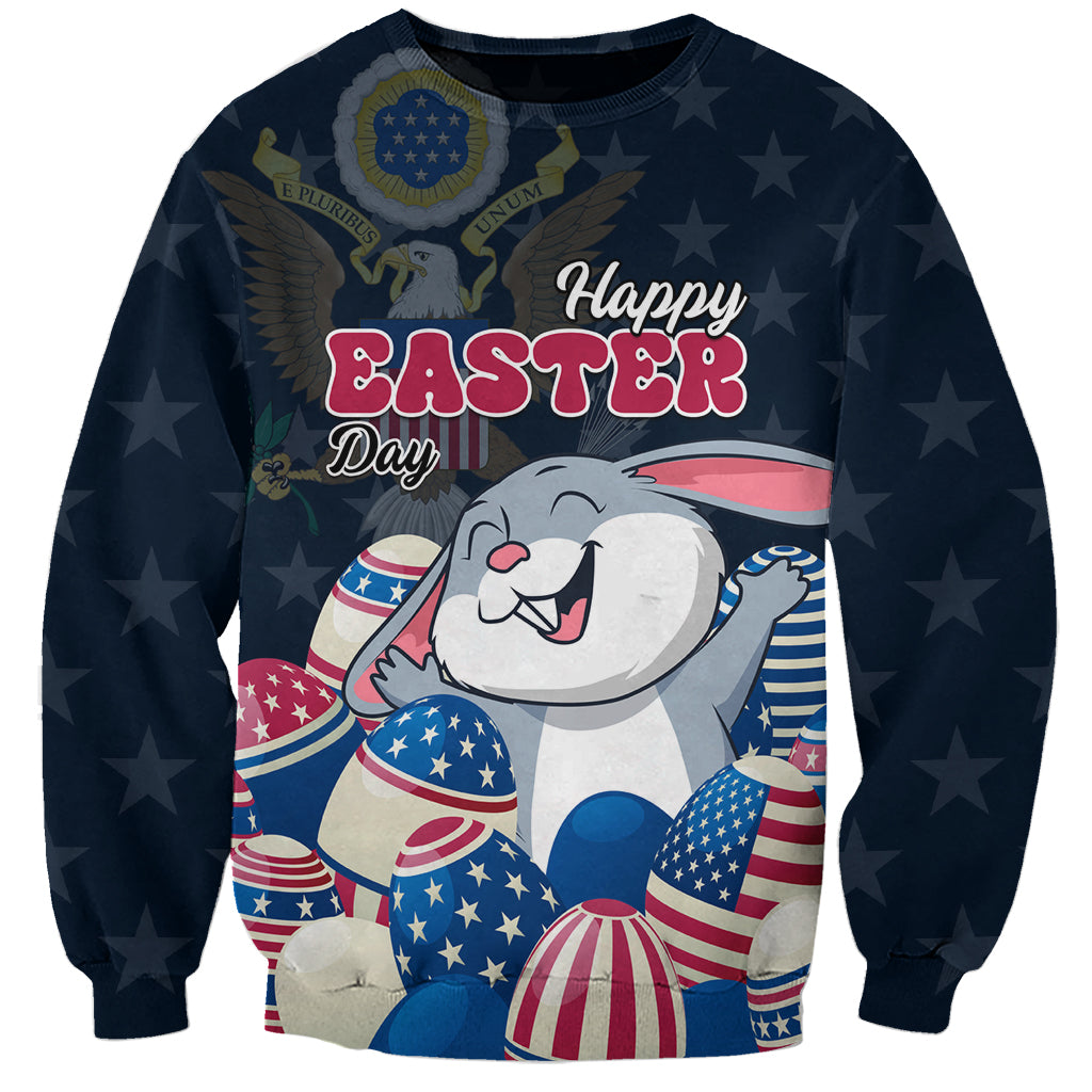 American Easter Day 2024 Sweatshirt Bunny With US Easter Eggs - Wonder Print Shop