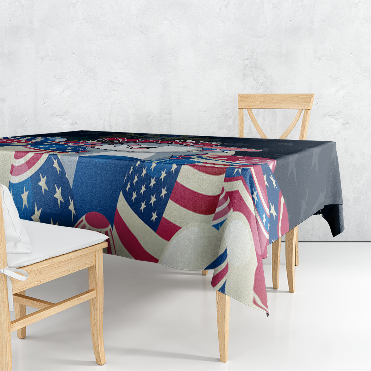 American Easter Day 2024 Tablecloth Bunny With US Easter Eggs - Wonder Print Shop