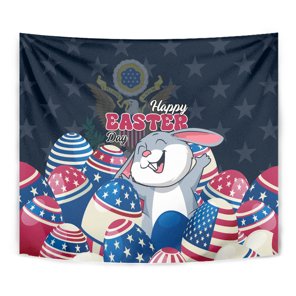 American Easter Day 2024 Tapestry Bunny With US Easter Eggs - Wonder Print Shop