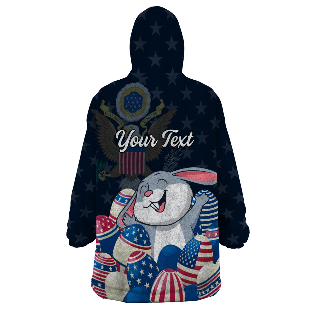 American Easter Day 2024 Wearable Blanket Hoodie Bunny With US Easter Eggs - Wonder Print Shop