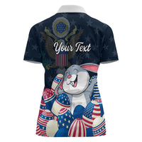 American Easter Day 2024 Women Polo Shirt Bunny With US Easter Eggs - Wonder Print Shop
