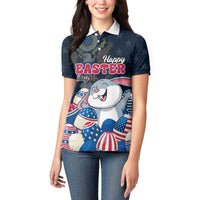 American Easter Day 2024 Women Polo Shirt Bunny With US Easter Eggs - Wonder Print Shop