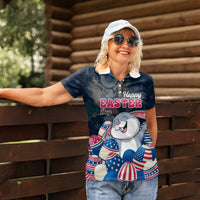American Easter Day 2024 Women Polo Shirt Bunny With US Easter Eggs - Wonder Print Shop