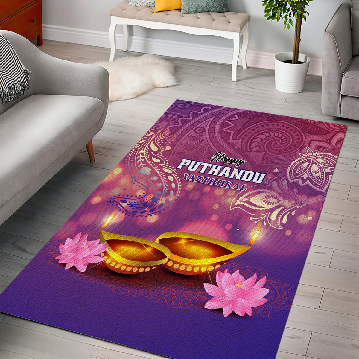 Puthandu Vazthukal 2024 Area Rug Happy Tamil New Year - Wonder Print Shop
