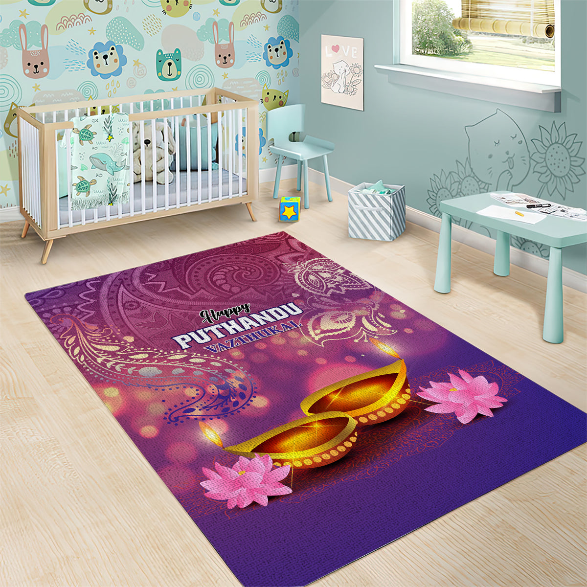 Puthandu Vazthukal 2024 Area Rug Happy Tamil New Year - Wonder Print Shop