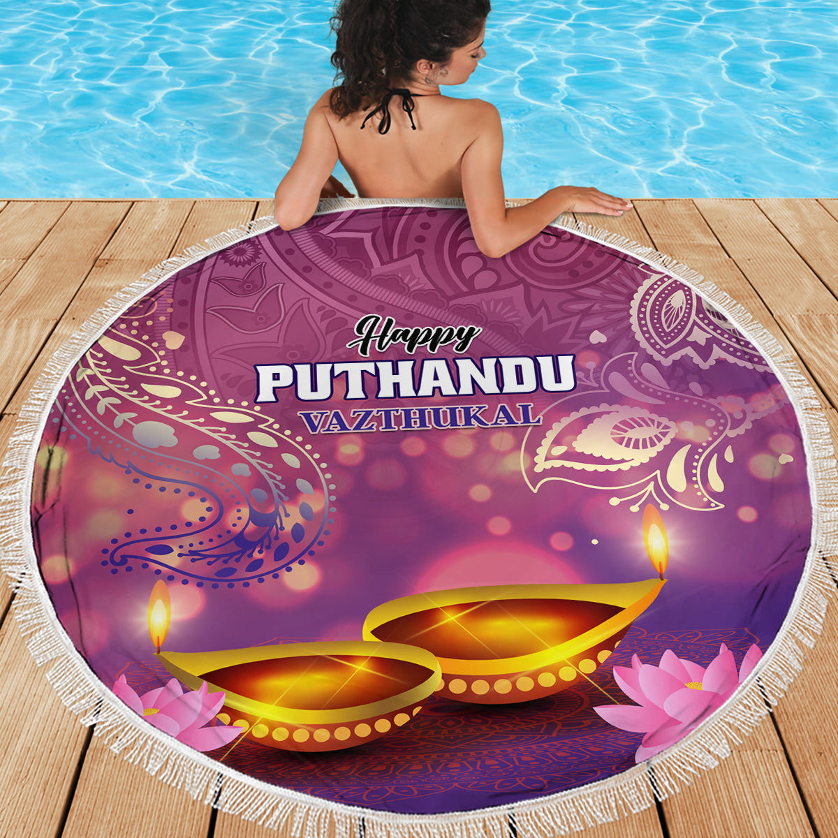 Puthandu Vazthukal 2024 Beach Blanket Happy Tamil New Year - Wonder Print Shop