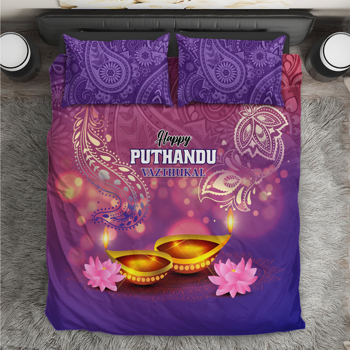 Puthandu Vazthukal 2024 Bedding Set Happy Tamil New Year - Wonder Print Shop