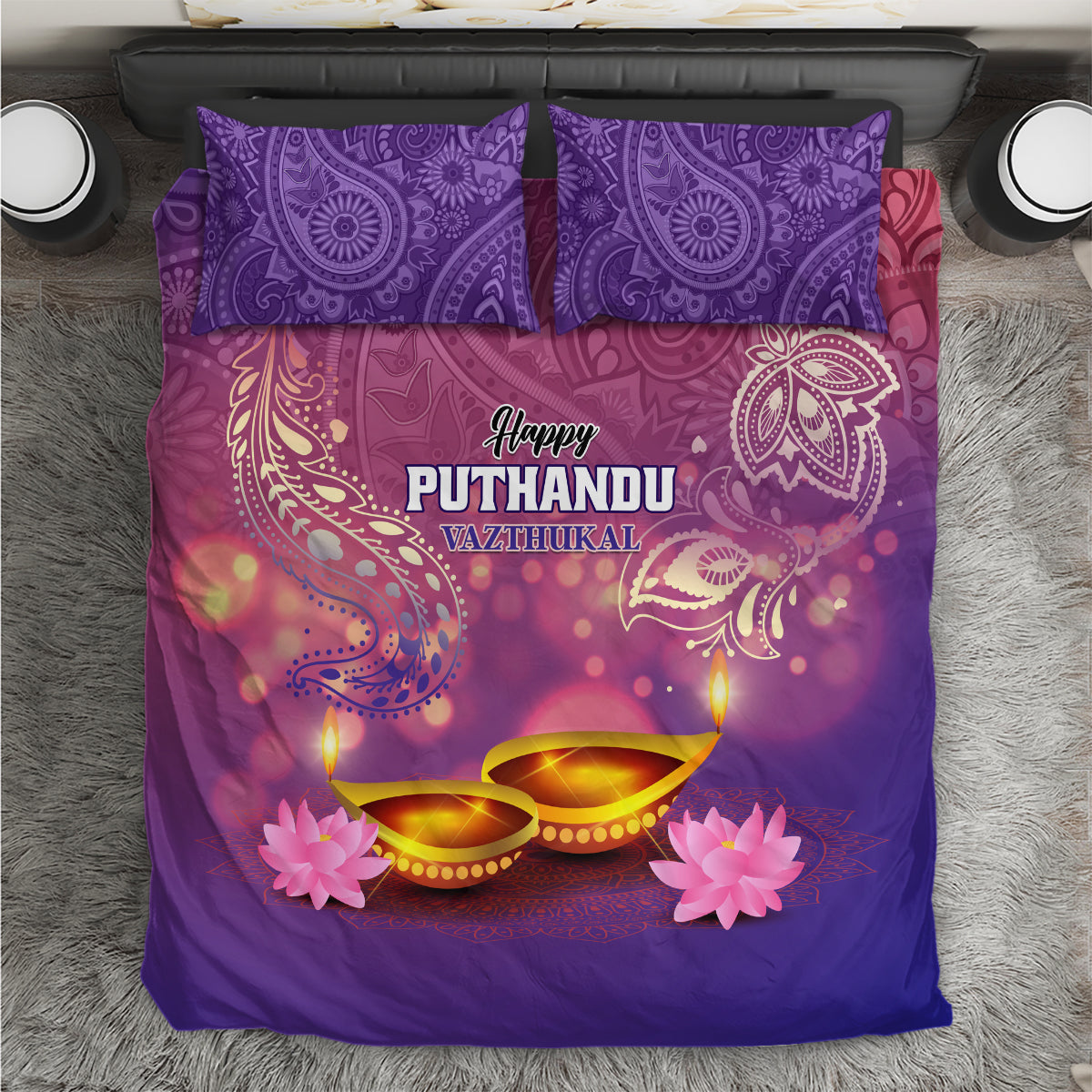 Puthandu Vazthukal 2024 Bedding Set Happy Tamil New Year