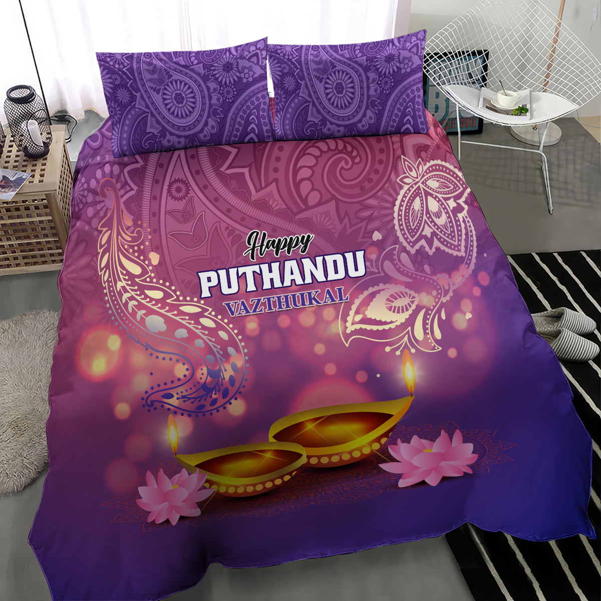 Puthandu Vazthukal 2024 Bedding Set Happy Tamil New Year - Wonder Print Shop