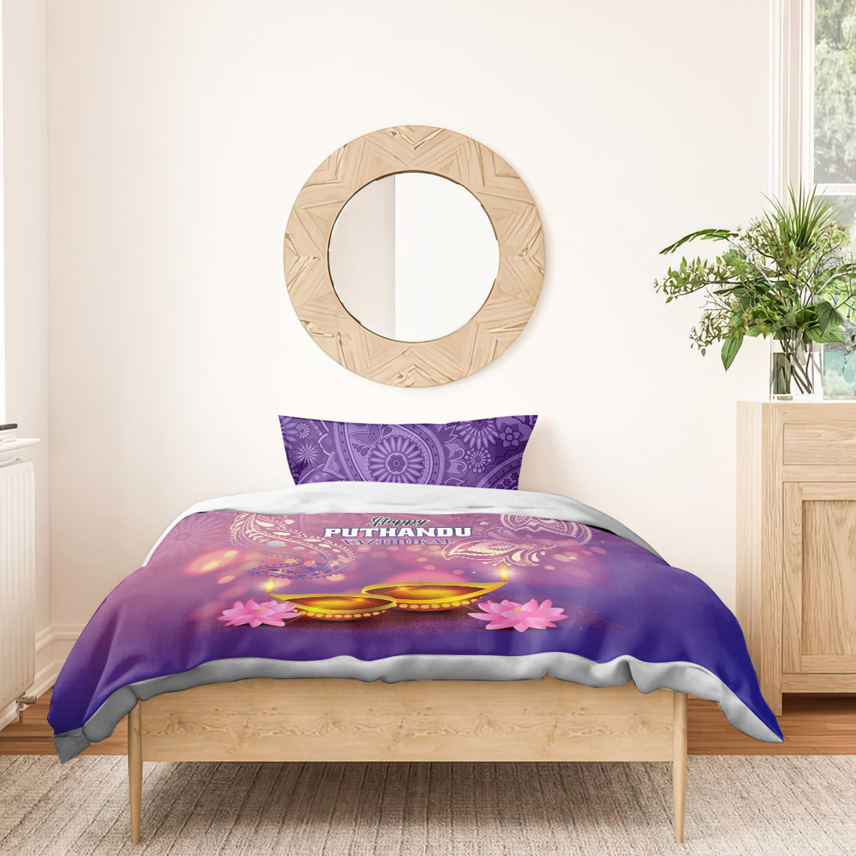 Puthandu Vazthukal 2024 Bedding Set Happy Tamil New Year - Wonder Print Shop