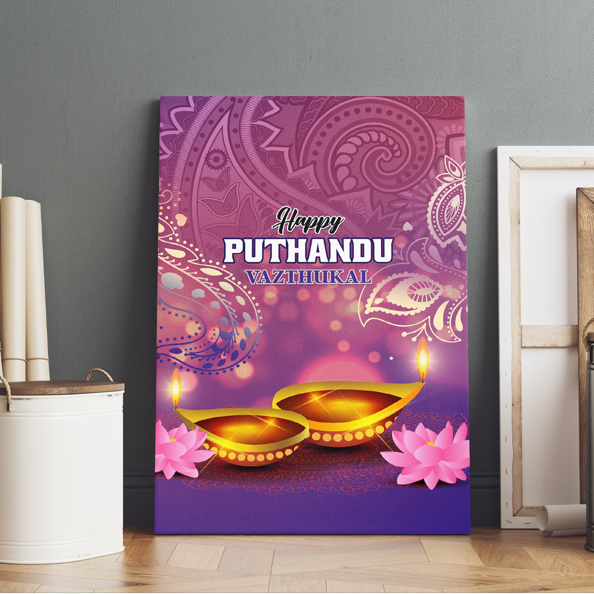 Puthandu Vazthukal 2024 Canvas Wall Art Happy Tamil New Year - Wonder Print Shop