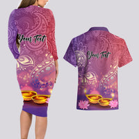 Puthandu Vazthukal 2024 Couples Matching Long Sleeve Bodycon Dress and Hawaiian Shirt Happy Tamil New Year - Wonder Print Shop