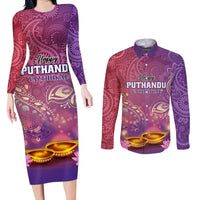 Puthandu Vazthukal 2024 Couples Matching Long Sleeve Bodycon Dress and Long Sleeve Button Shirt Happy Tamil New Year - Wonder Print Shop