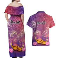 Puthandu Vazthukal 2024 Couples Matching Off Shoulder Maxi Dress and Hawaiian Shirt Happy Tamil New Year - Wonder Print Shop