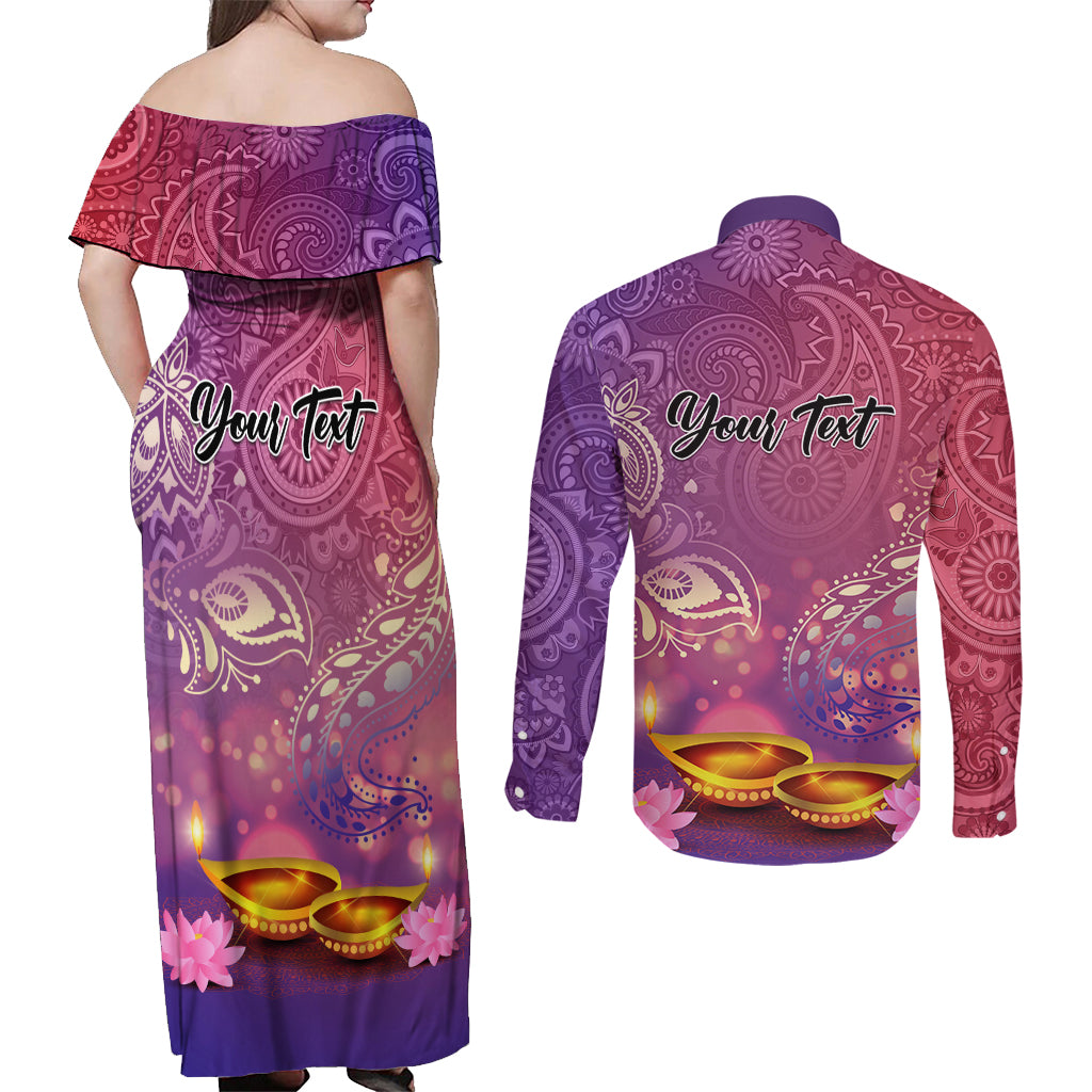 Puthandu Vazthukal 2024 Couples Matching Off Shoulder Maxi Dress and Long Sleeve Button Shirt Happy Tamil New Year - Wonder Print Shop
