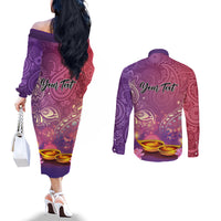 Puthandu Vazthukal 2024 Couples Matching Off The Shoulder Long Sleeve Dress and Long Sleeve Button Shirt Happy Tamil New Year