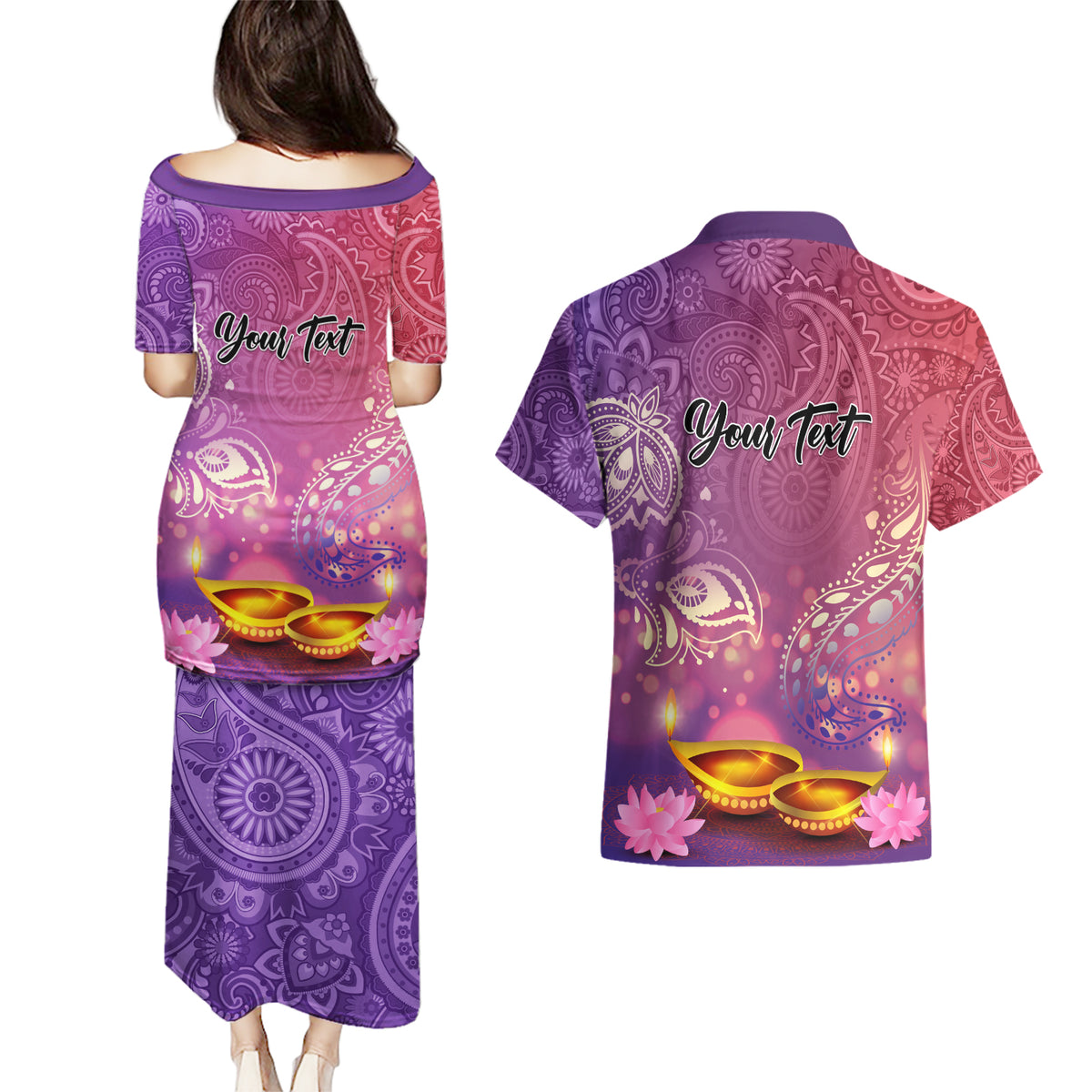Puthandu Vazthukal 2024 Couples Matching Puletasi and Hawaiian Shirt Happy Tamil New Year - Wonder Print Shop