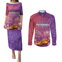 Puthandu Vazthukal 2024 Couples Matching Puletasi and Long Sleeve Button Shirt Happy Tamil New Year - Wonder Print Shop