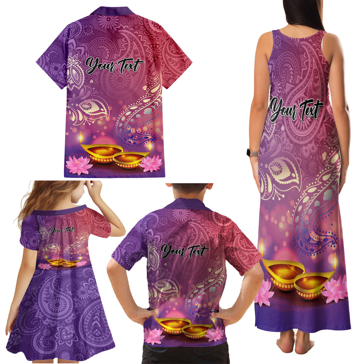 Puthandu Vazthukal 2024 Family Matching Tank Maxi Dress and Hawaiian Shirt Happy Tamil New Year - Wonder Print Shop