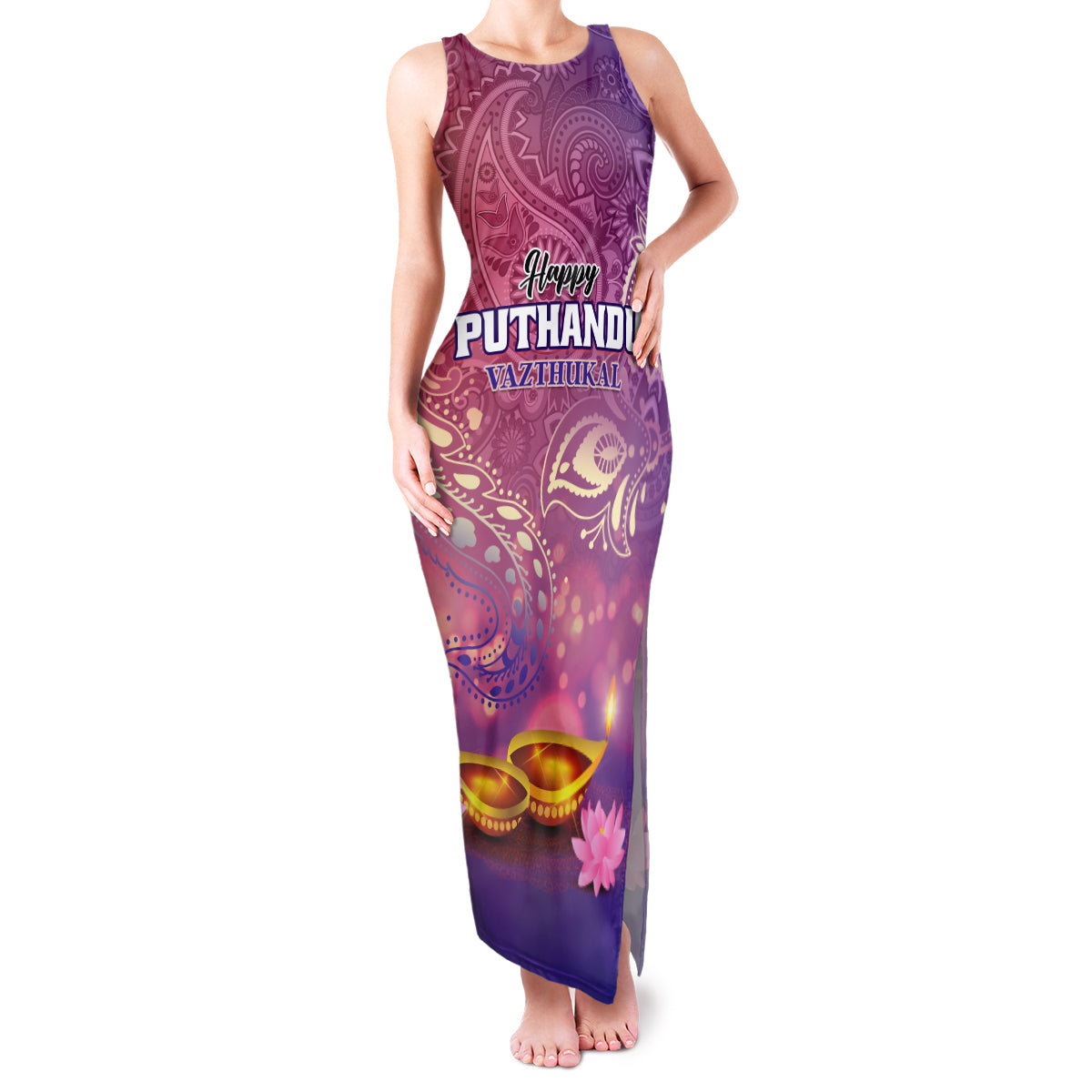 Puthandu Vazthukal 2024 Family Matching Tank Maxi Dress and Hawaiian Shirt Happy Tamil New Year - Wonder Print Shop