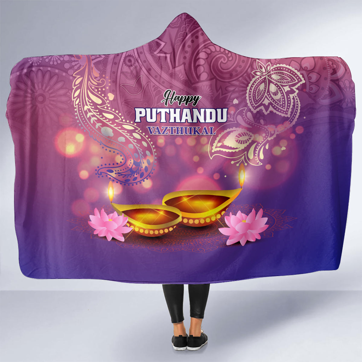 Puthandu Vazthukal 2024 Hooded Blanket Happy Tamil New Year