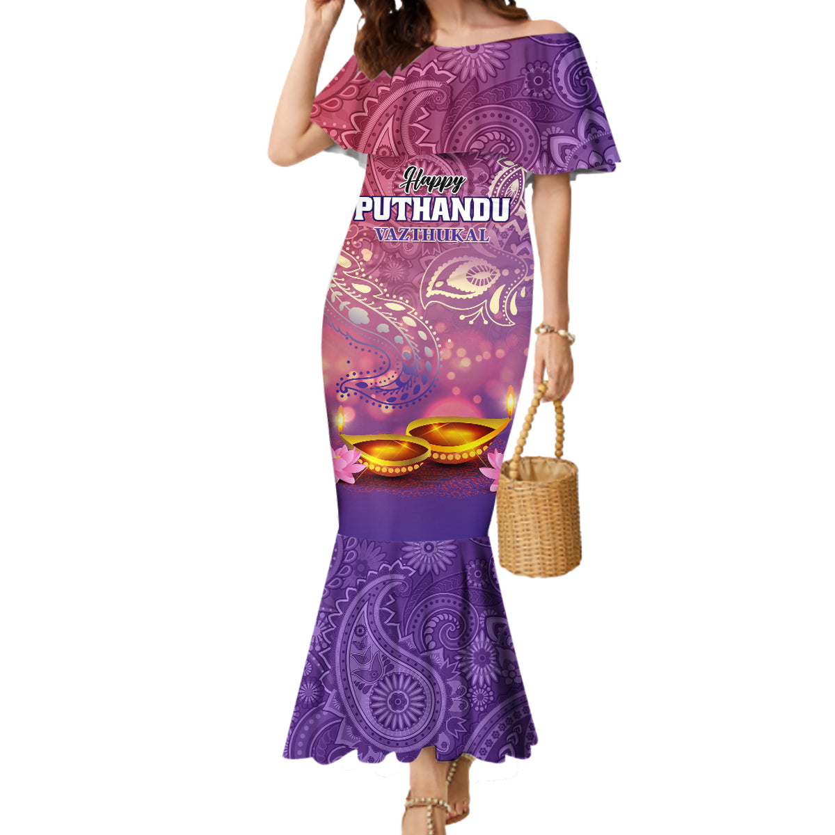 Puthandu Vazthukal 2024 Mermaid Dress Happy Tamil New Year - Wonder Print Shop